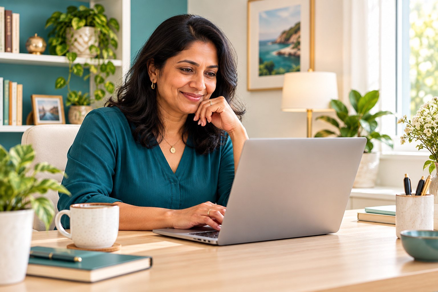 Publisher learning a simple book workflow on her laptop